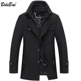 Winter Brand Men Solid Wool Blend Coat Men Fashion Casual Double Collar Wool Overcoat Thick Warm Wild Wool Coats