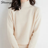 Thick Winter Sweater Women Turtleneck Pullovers Elegant Soft Basic Gray Knitted Jumpers Autumn Women's Turtleneck