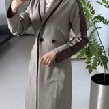 Early Autumn Heavy Industry Beads Splicing Long Wind Coat Coat Coat Women