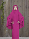 Kaftan Muslim Prayer Garment Dress Arab Middle Eastern Prayer Hijab Teen Girl Simple Two-Piece Suits Kids Islamic Clothing-Outfit