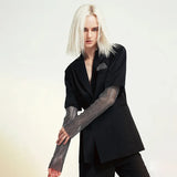 Patchwork Diamond Women's Blazer Long Sleeve Notched Hit Color Slim Suit Female Autumn Plus Size Fashion New