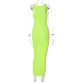 Puss Ribbed Low-Neck Dress Sexy Maxi Bodycon 2021 Fashion Party Summer Trend Stretchy Sleeveless Activewear Skinny