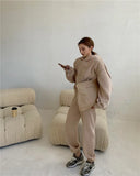 2022 Spring Women Hoodies Sweatshirt Tracksuit Fleece Cotton 2 Pieces Sets Female Pants