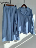 Summer Autumn Cotton Linen Women's 2 Piece Sets Outfits Vintage Elegant Casual Oversized Loose Shirts Blouses and Pants