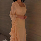 New Women's Clothing Collar Lotus Leaves Side To Close The Waist Long-Sleeved Temperament