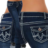 Jeans High Waisted Straight Skinny Stretchy Pant Streetwear Ladies Hole Washed Bandage Denim Pencil Pants Trousers