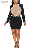 Rhinestone Pearl Mesh Glam Dresses Sexy Evening Party Wear Women Clothing 2023 Fashion Club Bodycon Dress
