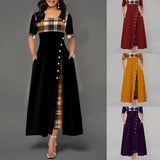Temperament Commute Round Neck Color Half Sleeve Irregular Long