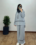 2025 New Solid Color Casual Blouse Loose Comfortable Design Micro-Thorn Trousers Set