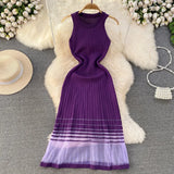 Summer High-End Sense Temperament Round Recipient Waist Thin A-Word Mesh Splicing Knitted Vest