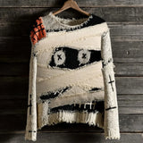 New Coarse Needle Cloth 3D Digital Printing Men's And Women's Round Collar Collar Knitting Striped Coat Women's