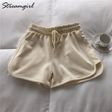 Summer Cotton Casual Shorts For Women Elastic Waist Loose Gray Short Pants Women High Waist Shorts Summer Hot