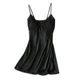 New Ladies Silk Sling Nightdress Women's Sexy Lingerie Satin Sleepwear Lace Cup V-neck Nightwear Homewear