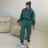 2022 Spring Women Hoodies Sweatshirt Tracksuit Fleece Cotton 2 Pieces Sets Female Pants