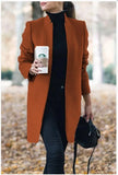 fashion mid-length coat Slim solid color stand-up collar woolen autumn and winter women's