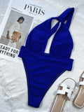 One-Shoulder Solid Hollow Out One Piece