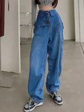 women's jeans high waist solid color straight wide leg denim pants 2024 Summer new fashion 29L2866-Outfit