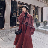 Coat Women's Middle And Long Knee Length 2021 Winter New Korean Loose Hepburn Thickened Cotton Cashmere