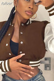 Fall Winter Print Patchwork Yellow Jackets For Women 2023 Long Sleeve Varsity Jacket Buttons Loose Baseball Jacket