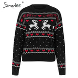 O-neck Fashion Christmas sweaters women long sleeve Autumn winter deer print knitted female pullover Chic ladies