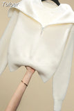 New Autumn And Autumn Fashion Casual Solid Zipper High Collar Wool Sweater Simple Long Sleeve Thick Sweater Top Women