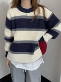 Color Block Striped Knit Sweater-Outfit
