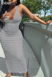 Sexy Bodycon Wrap Maxi Sundress Women Ribbed Elastic Black White Solid Long Dress Female Club Party Pencil Dresses
