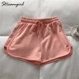 Summer Cotton Casual Shorts For Women Elastic Waist Loose Gray Short Pants Women High Waist Shorts Summer Hot
