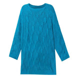 Blue Big Size Long Knitting Sweater Round Neck Long Sleeve Women Pullovers New Fashion Tide Autumn Winter 2022