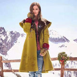 and winter new women's mid-length print blouse and long-sleeved woolen