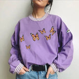 Women Hoodies Purple 2020 Autumn Round Neck Young Girls Female Printed Clothes Loose Cute Women Pullover Sweatershirts