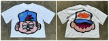 Loose Y2k Top Happy Hip Hop Print Short-Sleeved Goth T-Shirt Lovers' Sweatshirt Men's Wear-Outfit