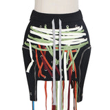 Patchwork Irregular Bandage Women Skirt High Waist Mini Plus Size Casual Black Skirts Female 2022 Summer