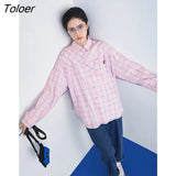 Women Shirts Spring Autumn Classic Plaid Check Blouse Long Sleeve Turn-down Collar