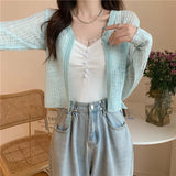Knitted Cardigan Women Wear Air-Conditioned Sweaters In Summer 2023 New Style Design Minority Short Style Clothes-Outfit