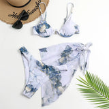 V-Bar Underwire Bikini 2021 New Three Pieces Bikini Set Swimwear Women Push Up Swimsuit Female Bathing Suit Beachwear