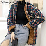 Fleece Shirt Women Autumn Winter 2021 Plaid Blouse Long Sleeve Velvet Shirts Female Oversized Boyfriend Warm Plaid