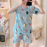 Fashion Silk Pajamas Sets for Women 100% Cotton PJS Satin Soft Sleepwear Atoff Home Kawaii Lounge