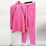 Star Fashion New Perspective Mesh Splicing Suit Jacket Trousers Suit