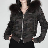 Spliced Zipper Hooded Jacket Woman 2025 Autumn And Winter Retro Letter Embroidery Short