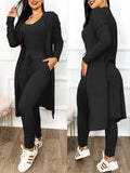 Autumn And Winter Fashion Long Jumpsuit Long Cardigan Leisure Suit Long-Sleeved Spot-Outfit
