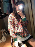 Japan Lazy Knitted Tops O-Neck Camouflage Contrasting Colors Korean Fashion Women Loose Autumn Roupas Feminin