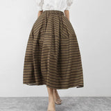 Striped Colorblock Skirt For Women High Waist A Line Loose Midi Skirts Female Fashion Clothes Style New 2022