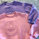 Chic Cartoon Kawaii Crewneck Sweatshirt Women Teens Girls Winter Tops Clothes Loose Casual Oversized Korean Fashion