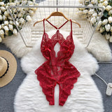 Women Lace Sexy Camis Bodysuits Hollow Out Off Shoulder Backless 2022 Summer Inside Wear Beauty Back Thin