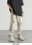 Hole Jeans Spring And Autumn Men's Tide Card Hip-Hop Trend Beggar Trousers 2024 Tide Card-Outfit