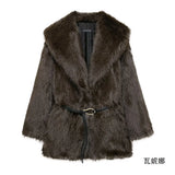 Women's Clothing New Temperament Collar Imitation Fur Medium And Long