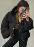 Casual Button With Hood Padding