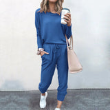 Women 2 Piece Set Loose Comfortable Simple Style Solid Color Long Sleeve Casual Suit Clothes 2020 top Spring