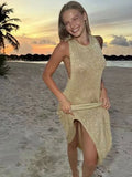 Beach Dress Sexy Knitted Bare Back Bli亮 Tight Bikini Shirt Sunscreen